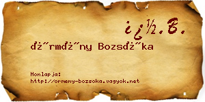 Örmény Bozsóka névjegykártya